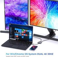 Adaptateur QGeeM 2 en 1 USB Type C vers double HDMI 2.0, MST 4K 60Hz écran unique, 4K 30Hz double écran, hub Type C pour ordinateur portable, moniteur, téléviseur