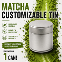 Boîtes en fer blanc rondes pour thé matcha, vert foncé, personnalisables avec joint d'étanchéité, vente en gros