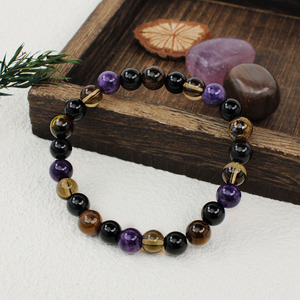 Pulsera de Piedras Naturales Mixtas al por Mayor, Pulsera Elástica Duradera de Amatista y <span class=keywords><strong>Jade</strong></span> para Mujer, Joyería de Gemas Curativas - Product Image 2