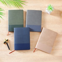 Agenda d'affaires relié thermiquement en cuir PU texturé A5, 100 feuilles, papier ligné 100 g/m², marque-page en ruban, journal exécutif