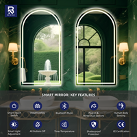 Espejo de Baño con Retroiluminación LED Inteligente, Antivaho, Ecológico, de Pared, con Intensidad Regulable, para Decoración de Hoteles y Hogares