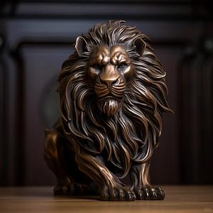 تمثال أسد برونزي حديث مخصص من النحاس الخالص لمعبد الحديقة للكنيسة لتزيين المناظر الطبيعية الخارجية - Product Image 2