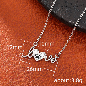 Collana alla Moda con Alfabeto, Cuore e Zampa d'Animale per Donne, Gioiello Regalo per Fidanzata - Product Image 3