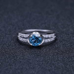 Stock Vintage 925 Silver Inlaid for Blue <b>Crystal</b> Gemstone <b>Ring</b> Women's Wedding High-End Elegant HK Sample Making Service Factory - Product Image 2