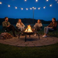 Brasero pliant de 21 pouces, noir, pour charbon de bois, foyer extérieur pour patio, camping, feu de camp, chauffe-plat portable en acier