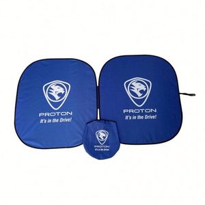 Promotional Gift Retractable Universal Size Custom Silver Polyester Sunshade with Storage Bag for Car with logo - Product Image 1