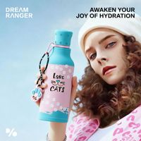 Bouteille d'eau esthétique pour amoureux des chats, 500 ml, double paroi, en acier inoxydable 304, gobelet isotherme sous vide, isolation thermique 12-24 heures