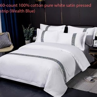 Ensemble de literie pour hôtel 5 étoiles, linge de lit en coton pur, housse de couette, ensemble de draps, broderie personnalisée, logo personnalisable