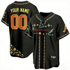 Maillot de baseball personnalisé avec broderie par sublimation, style streetwear, <span class=keywords><strong>Atlanta</strong></span>, New York, SF, noir, pour hommes et jeunes, chemise de softball - Product Image 2