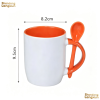 Vente en gros de tasses à sublimation en céramique blanche de 11 oz, tasse blanche avec cuillère, tasse bicolore, tasse à transfert thermique, logo personnalisé