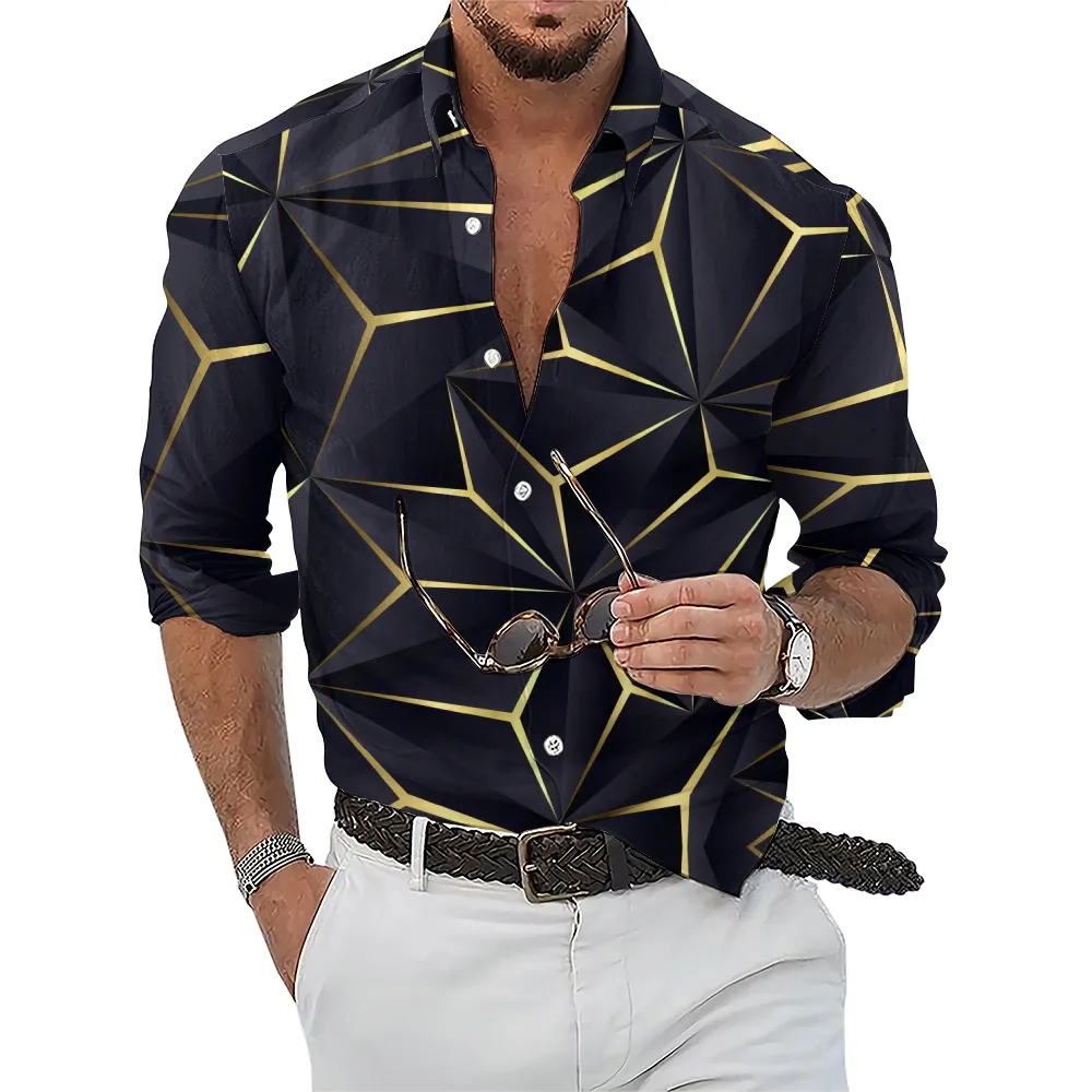 New Arrival 3D Printed Long Sleeve Casual Male Dress Shirt Spring Summer T-shirt With Logo Custom Pattern T shirt For Men