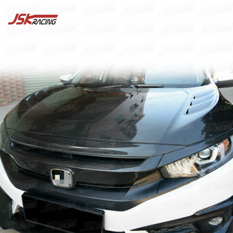Jskスタイルカーボンファイバーフロントグリル2016-2017年用まぶた付き
