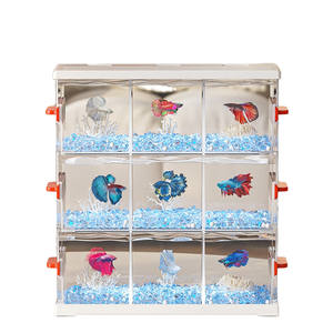 JJF Acquario Quadrato Moderno e Alla Moda in Plastica per Camera da Letto, Esterni e Cucina, Design Multi-Griglia, Piccole Dimensioni per Pesci <span class=keywords><strong>Discus</strong></span> - Product Image 1