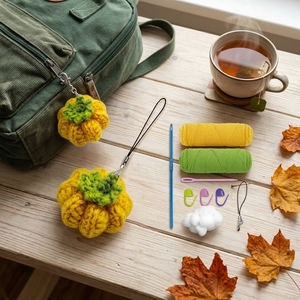 Kit de crochet DIY pour débutants, porte-clés citrouille, amigurumi, tricot, jouet éducatif, ensemble de démarrage pour l'artisanat, cadeau fait main pour Halloween, <span class=keywords><strong>VOSAN</strong></span> - Product Image 3