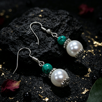 Boucles d'oreilles pendantes en imitation perle et turquoise, légères, avec pendentif en pierres naturelles, bijoux fantaisie pour femme, idéales comme cadeau