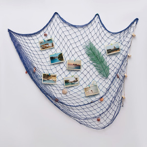 Mediterranean Decorative <b>Fishing</b> Net Blue Cotton Irregular Shape Home Decor Hanging Item Living Room Wall Decoration - Product Image 1