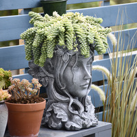 Pots de fleurs de déesse grecque en résine en forme de tête faits à la main pour la décoration de jardin à la maison Pot de fleur créatif