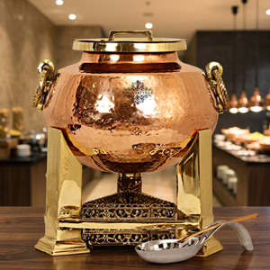 ถาดอุ่นอาหารทองแดงและทองเหลืองแบบตอกลาย รุ่น Chaman India หมายเลข 23111 - Product Image 2