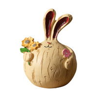 Ornements en résine ZAKKA, style campagnard, couple de lapins obèses cueillant des fleurs, artisanat, cadeaux, Journée des enfants, emballage standard