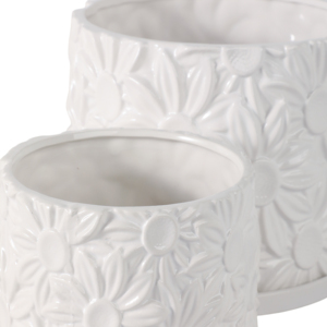 Maceta de Cerámica con Forma de Margarita con Plato, Macetas Decorativas para Plantas de Interior y Exterior - Product Image 6