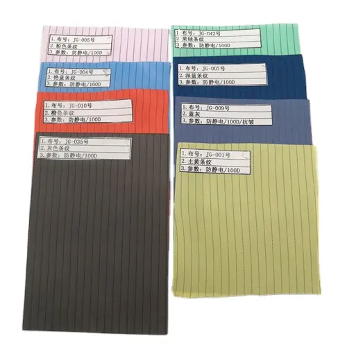 Japan conductive fiber cleanroom 5mm Stripe white blue pink green Anti-static ESD Clothing Fabric