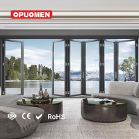 Ventana Plegable de Vidrio para Casa OPUOMEN, Producto Chino, Vidrio Templado, Aluminio, Ventana Plegable Eléctrica para Casa
