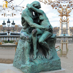 Estatua de Pareja Besándose en Bronce de Tamaño Real, Estilo Antiguo, Diseño Personalizado para Decoración Artística, Marca RELONG - Product Image 1