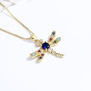 Joyeria 18K gioielli all'ingrosso Oro laminati Bijouterie Oro placcato Oro zircone libellula collana d'oro per le donne gioielli di moda - Product Image 5