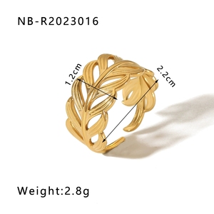 Anillo de Acero Inoxidable Chapado en Oro de 18k que No se Desvanece, Joyería de Moda Abierta y Ajustable para Mujer - Product Image 6