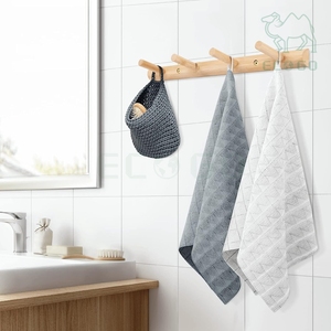 Bamboo Wood Garment Wall Mounted Rack <b>Clothes</b> Holder <b>Storage</b> Organizer Coat Hanger with 4 Hooks for Bedroom & Hotel - Product Image 1