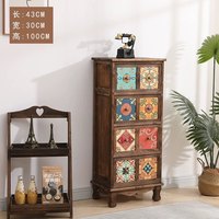 Meuble de rangement rustique en bois antique léger et de grande capacité pour salon, avec plusieurs tiroirs