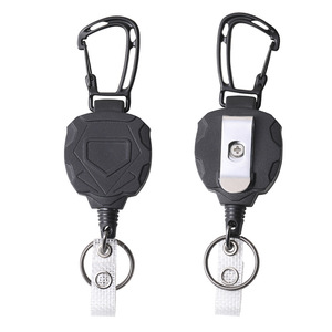 Cross-border heavy-duty carabiner badge reel, steel wire rope, easy-open buckle <b>ID</b> card <b>holder</b>, cool tactical document <b>holder</b> - Product Image 2