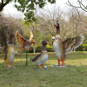 Sculpture de canard artificielle en fibre de verre, style Art déco, autoportante, faite à la main, pour décoration paysagère extérieure de jardin - Product Image 1
