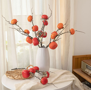 Branches de fleurs de kaki artificielles, fruits, arbres, nouveau style chinois, décorations de salon, décoration d'<span class=keywords><strong>arbre</strong></span> de kaki artificiel - Product Image 1