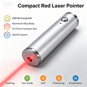 Pointeur laser rouge compact <1mW rechargeable par USB en alliage d'aluminium 22x100mm Mini indicateur laser pointeur de puissance portée 30m - Product Image 1