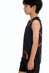 Conjunto Deportivo para Niños, Chaleco y Pantalones Cortos, Estampado Degradado, Manga Corta, Elástico, Sin Costuras, Secado Rápido, Transpirable - Product Image 5