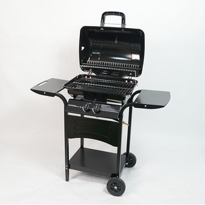Double Head Gas Grill Large American Style With <b>Trolley</b> Portable <b>Foldable</b> Smokeless Outdoor BBQ Grills - Product Image 2