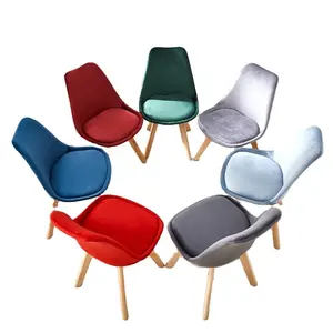 Wholesale Popular Modern Design European Style Sedie Patchwork Fabric Seat Vintage Solid Beech Wood Home Dining Chair