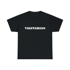 T-Shirt Vagitarian Nera Unisex con Collo Rotondo e Manica Corta, Stampa Serigrafica, Abbigliamento Promozionale - Product Image 1