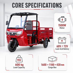 Tricycle <span class=keywords><strong>de</strong></span> cargaison électrique avec moteur <span class=keywords><strong>de</strong></span> 1500W et charge utile <span class=keywords><strong>de</strong></span> 500kg à trois roues électriques pour le <span class=keywords><strong>transport</strong></span> <span class=keywords><strong>de</strong></span> - Product Image 4