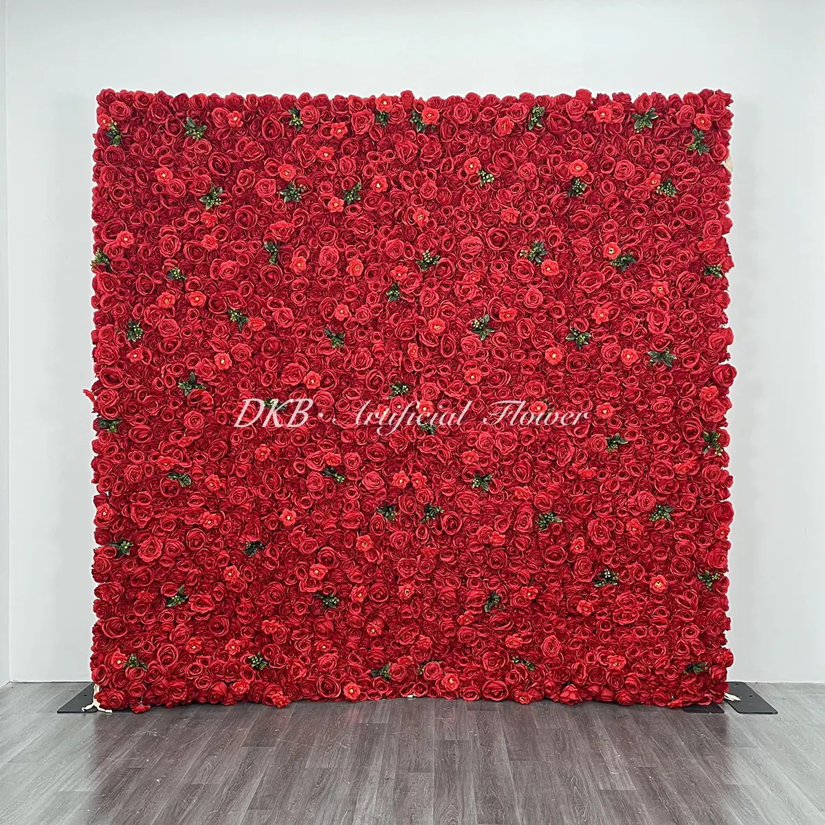 DKBホットセール赤い花の壁の背景の装飾花の壁パネル人工パネルデカール背景画像の装飾