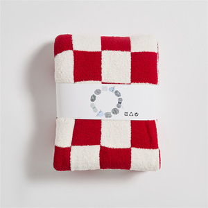 Top populaire personnalisé demi-polaire Ins bébé couverture confortable léger et portable avec motif géométrique en damier linge <span class=keywords><strong>de</strong></span> <span class=keywords><strong>lit</strong></span> hôtel - Product Image 2