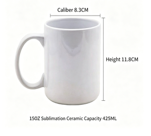 Tazza da Viaggio in Ceramica Bianca Grande 15 Oz con Manico Grande, Stile Orientale, Ecologica, Adatta al Microonde per Caffè e Cioccolata Calda - Regali per Feste e Matrimoni - Product Image 2