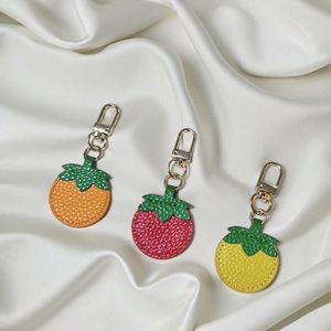 Genuine Leather Light Keychain Cute Tomato & Orange Fruit Pendant Wedding Gift <b>Bag</b> <b>Charm</b> - Product Image 6