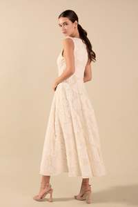 Oem Custom Moq 50pcs O Neck Sleeveless Floral Jacquard <strong>Flare</strong> New Design High Quality Women's Maxi Long Dress - Product Image 4
