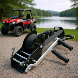 Manivela de Arrastre Manual de 3500 Libras con Correa de Poliéster de 33 Pies y Trinquete Bidireccional para Remolque de Barcos y ATV - Product Image 2