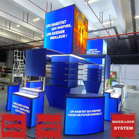 Stand d'exposition modulaire portable en aluminium 20x30 pieds avec boîte lumineuse rétroéclairée personnalisée pour salon professionnel