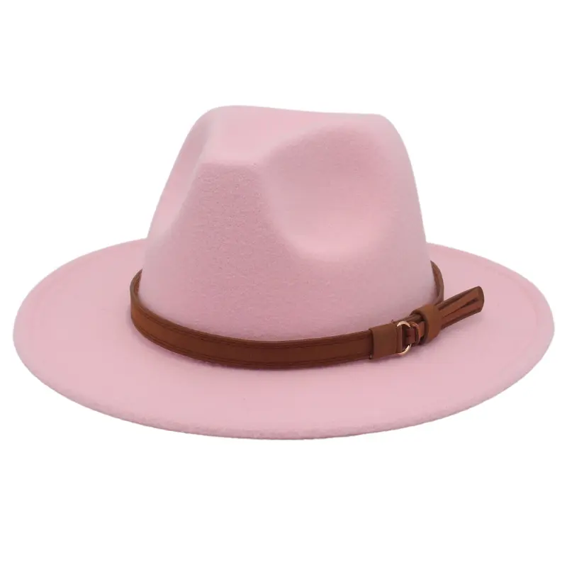 Nouveau sombrero original d'ala plana flex fit mexicain décontracté multicolore feutre uni pur couleur unie matel corde rose chapeau de cowboy