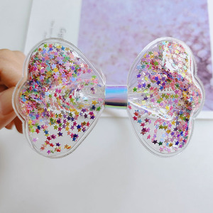 Diadema de PVC de aro de lentejuelas transparentes <span class=keywords><strong>con</strong></span> lazo de arena movediza brillante de gran tamaño <span class=keywords><strong>para</strong></span> niñas, bebés y niños - Product Image 4
