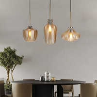 Luminaire suspendu moderne de style nordique 2026 en laiton et verre ambré, hauteur réglable, pour salle à manger, maison, hôtel